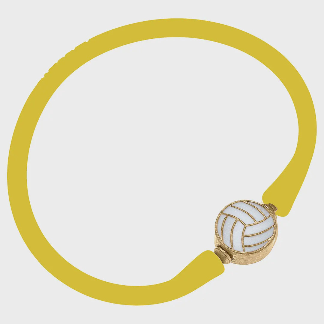 Canvas Enamel Volleyball Silicone Bali Bracelet - Yellow