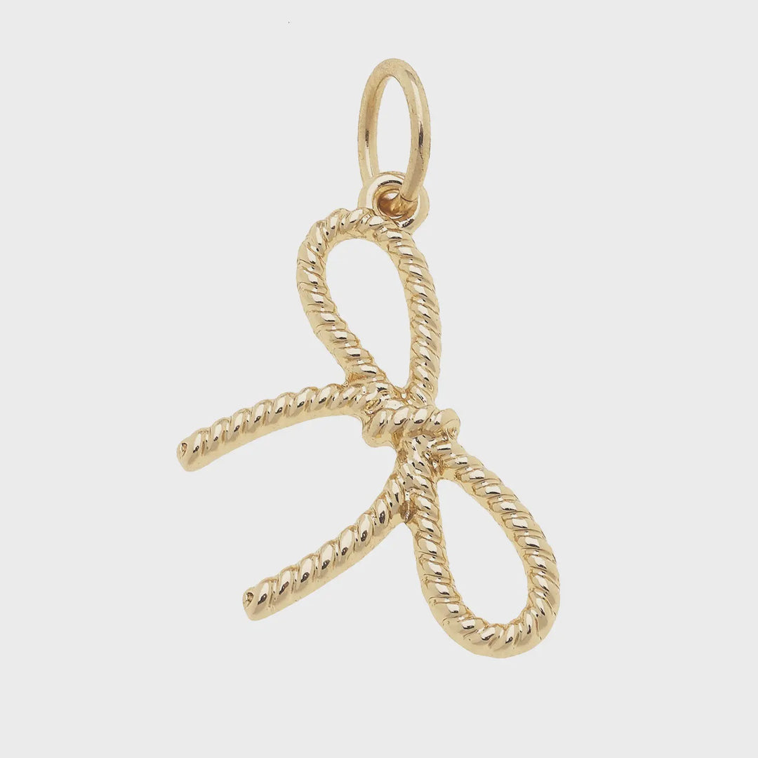 Canvas Rope Bow Charm in Shiny Gold