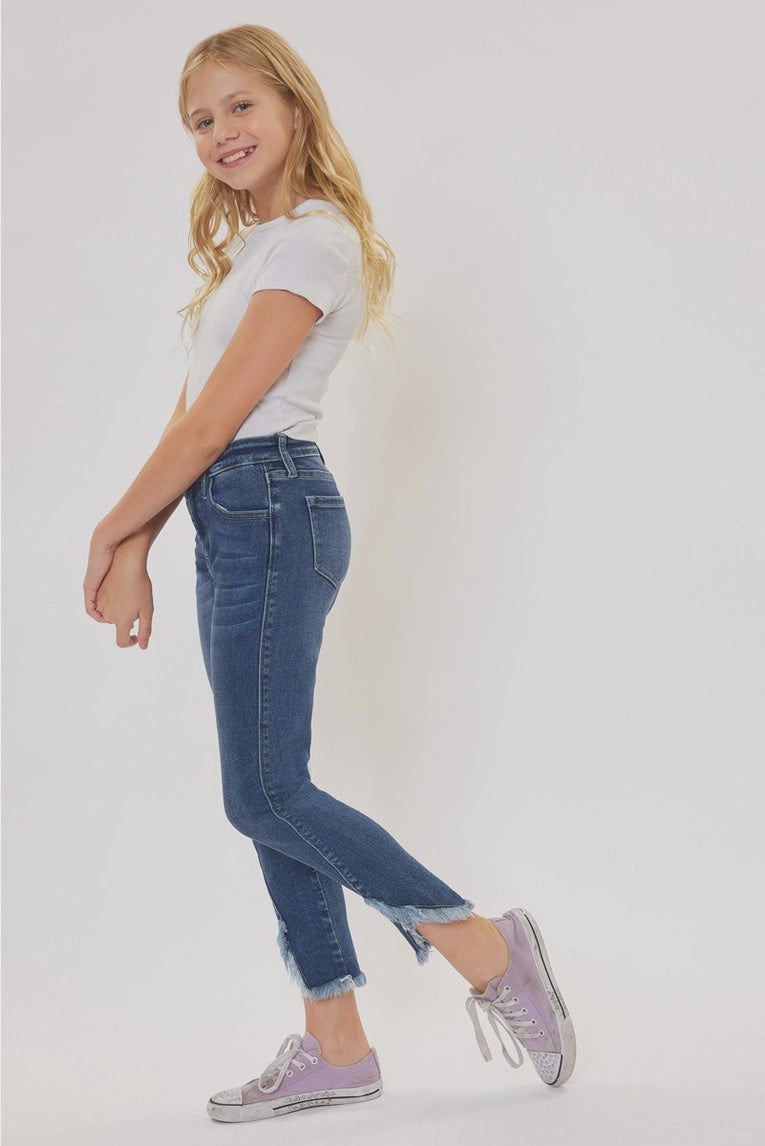 Kancan Girl High Rise Skinny Ankle Jean- Dark Stone Wash