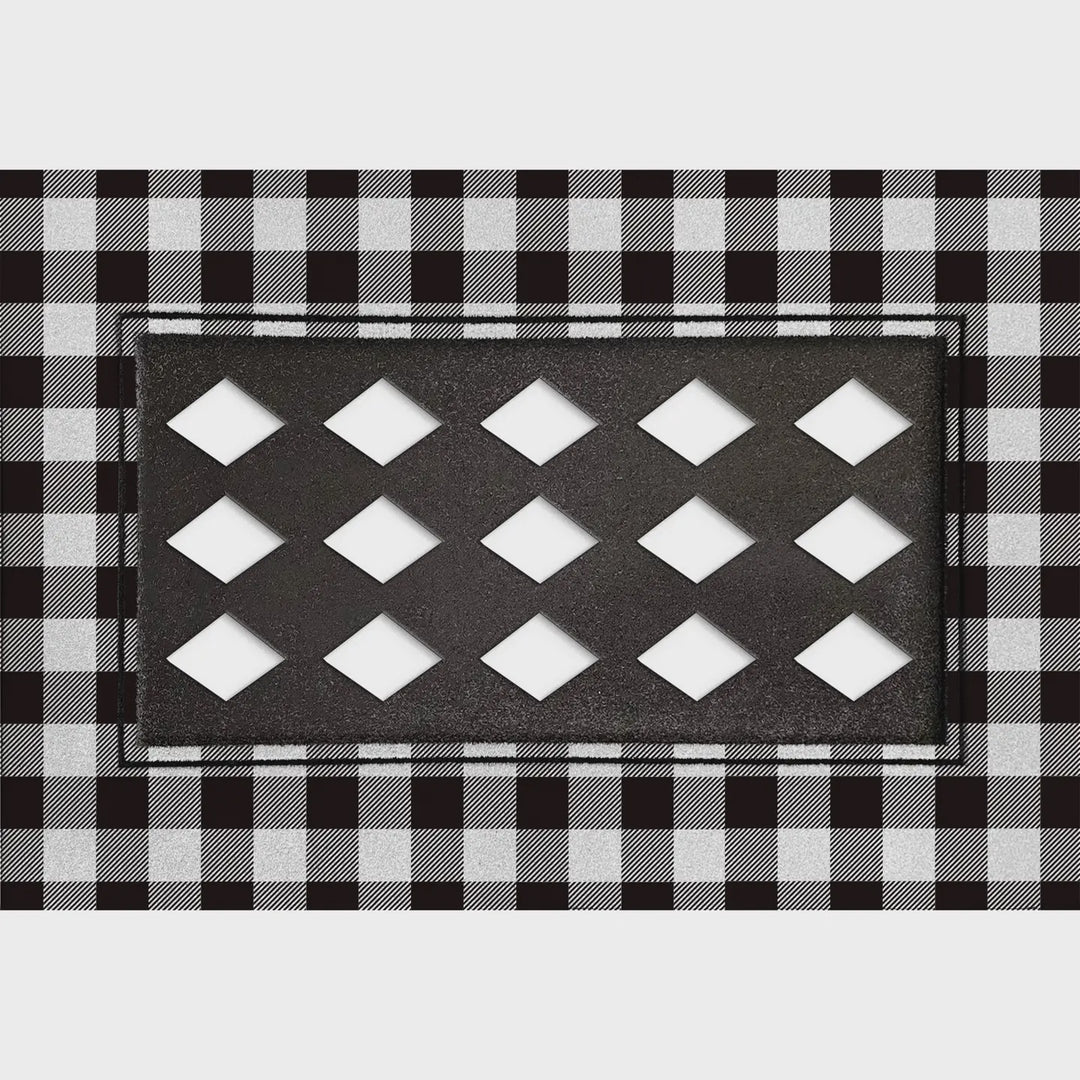 Evergreen Black and White Buffalo Check Flocked Sassafras Mat Tray