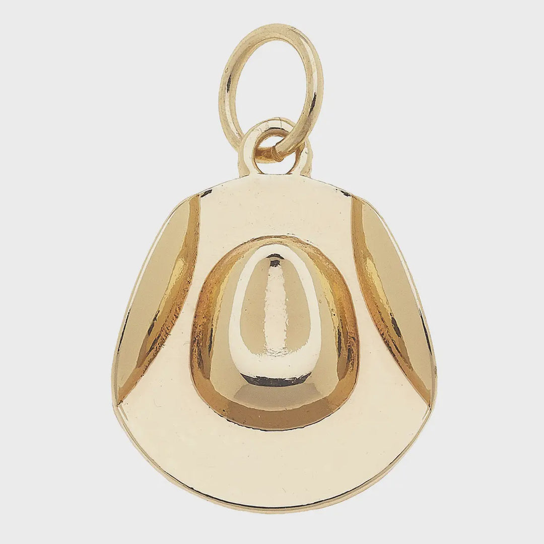 Canvas Cowboy Hat Charm in Shiny Gold