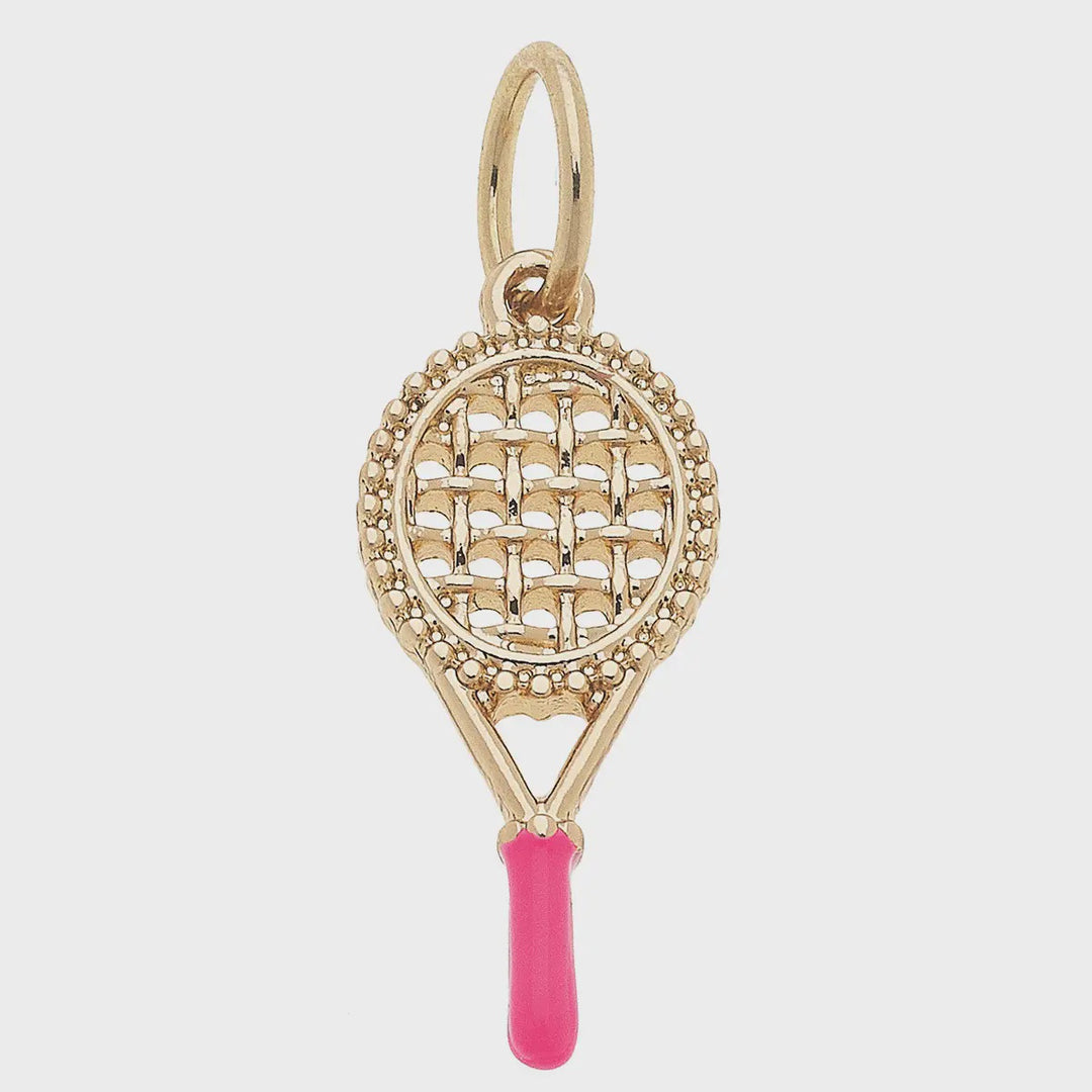Canvas Tennis Racquet Enamel Charm