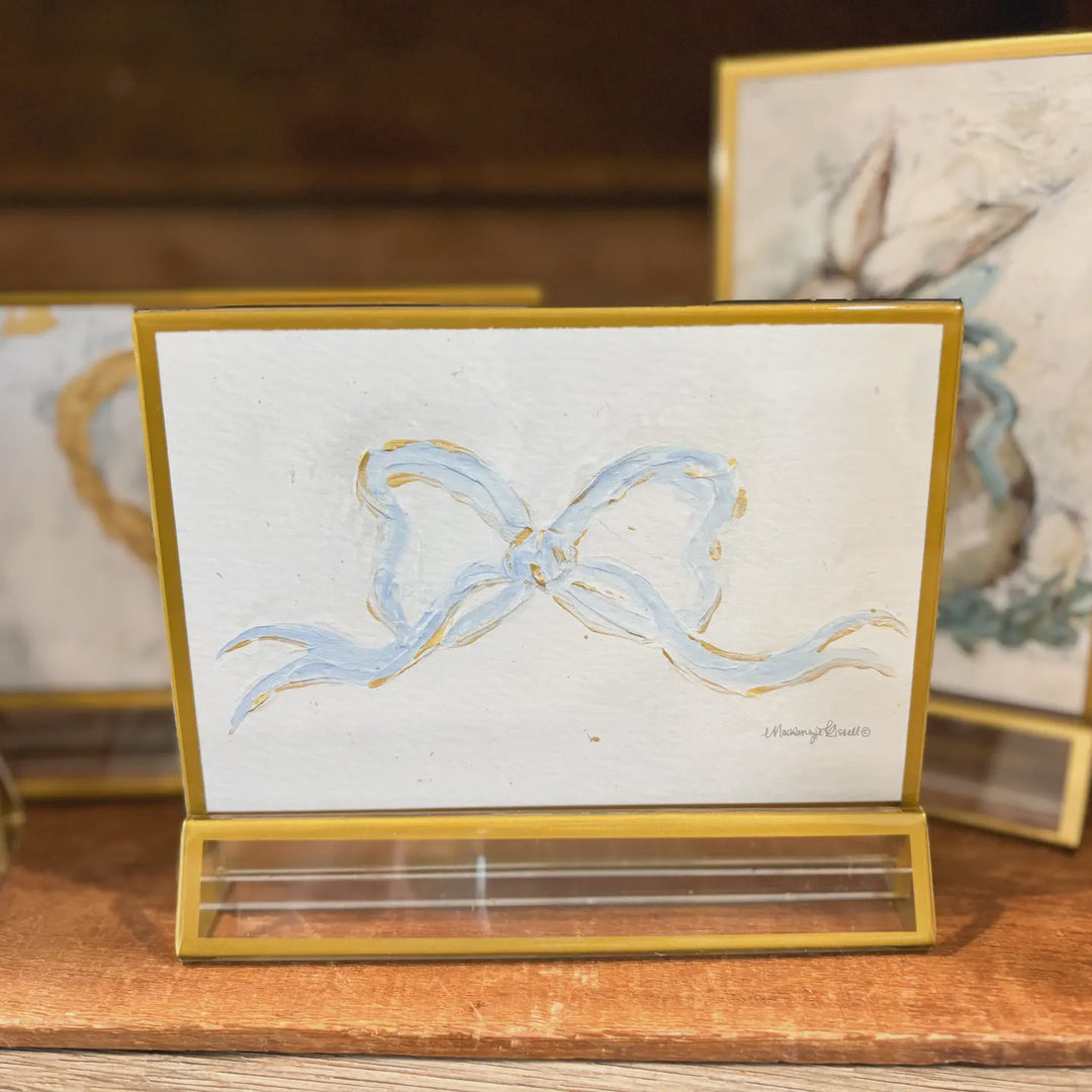 Mackenzie Kissel Art ‘French Blue Bow' in Acrylic Gold Frame Easter 4x6