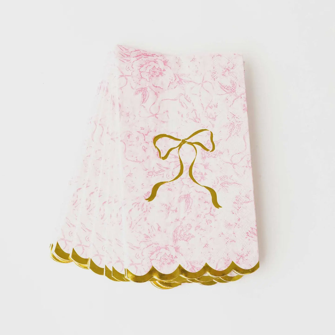 Oak Lane Pink Bow Toile Paper Guest Towel Packs