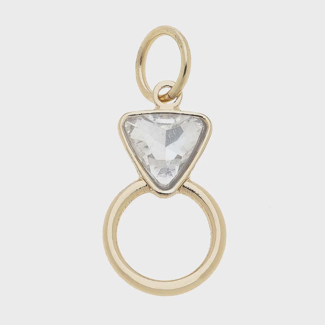 Canvas Rhinestone Ring Charm in Shiny Gold