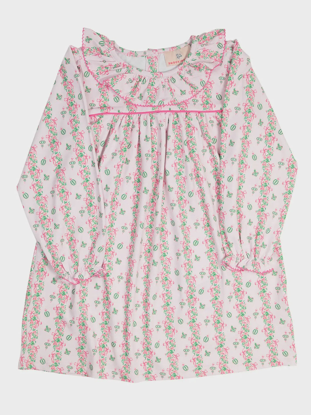 Smockingbird Ornament Ruffle Collar Knit Dress