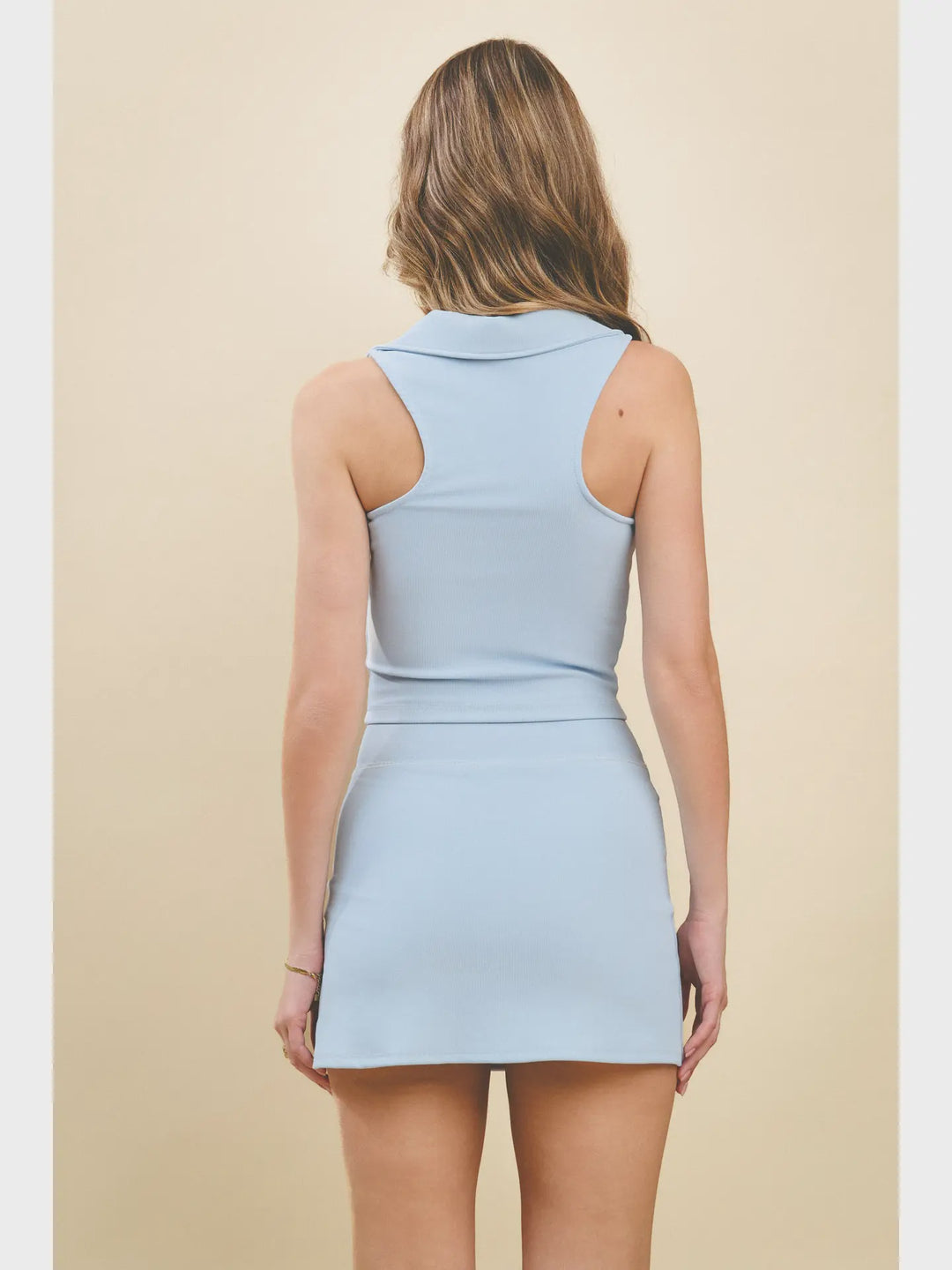 TCEC Motion V Neckline Sleeveless Athleisure Top- Light Blue