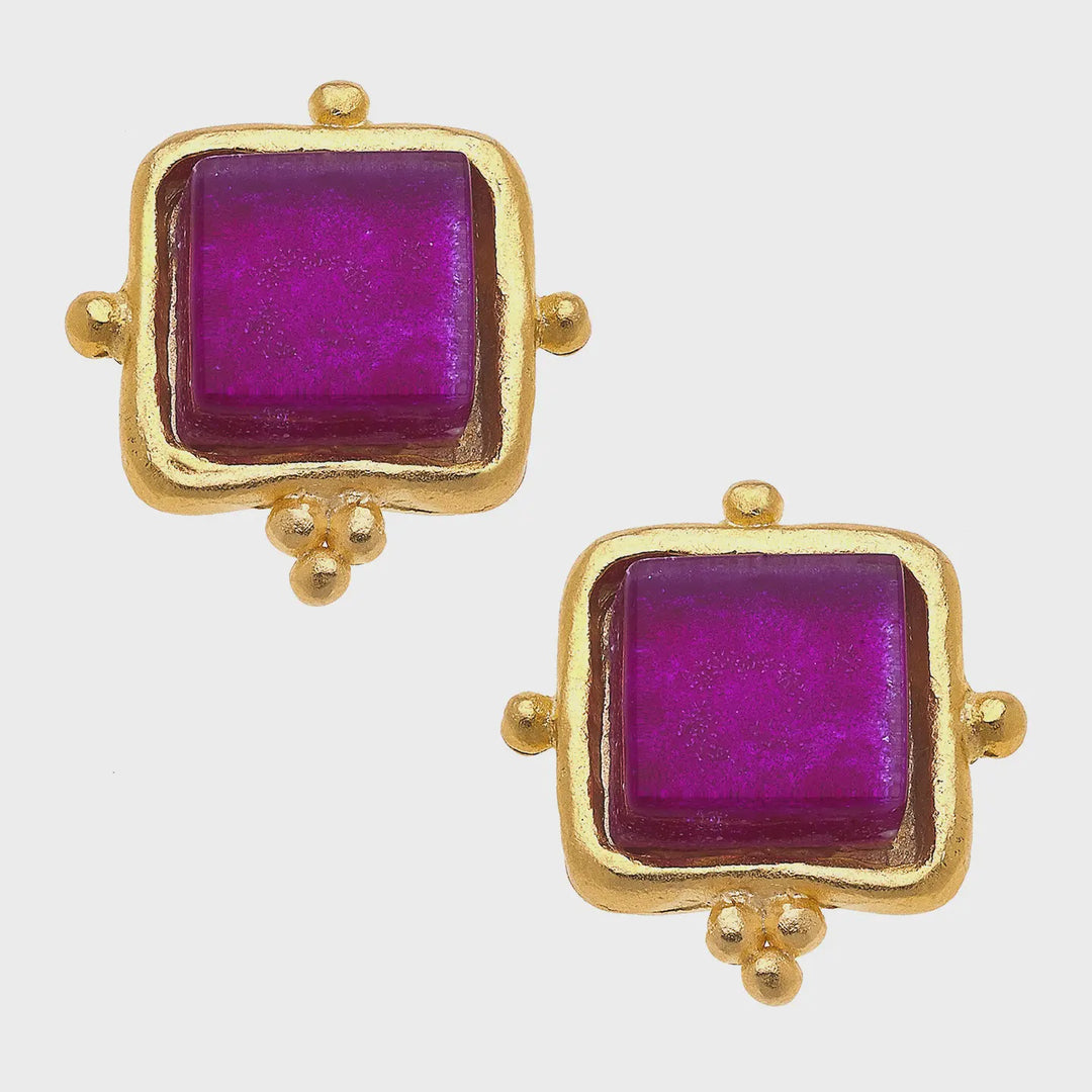 Susan Shaw Madeline Fuschia French Glass Studs