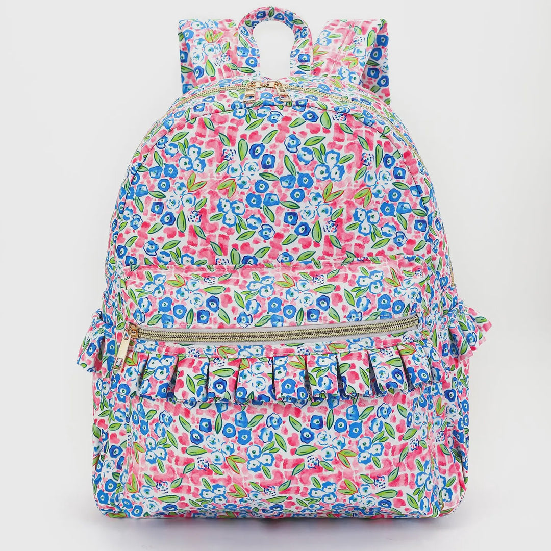 Sassy Kids Blue Flower Girls Ruffle Backpack