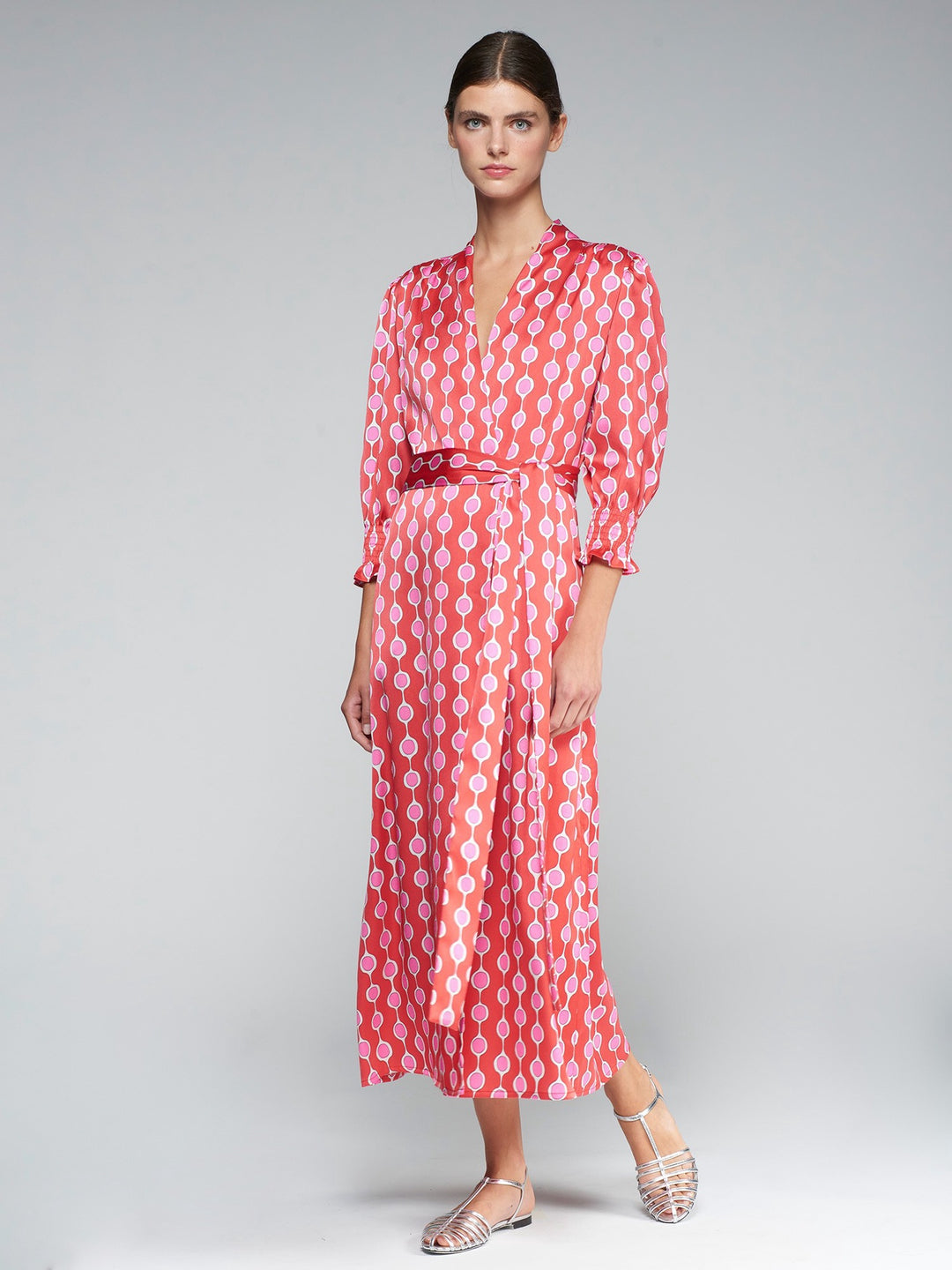 Vilagallo Mandy Rojo Rosa Geometric Dress