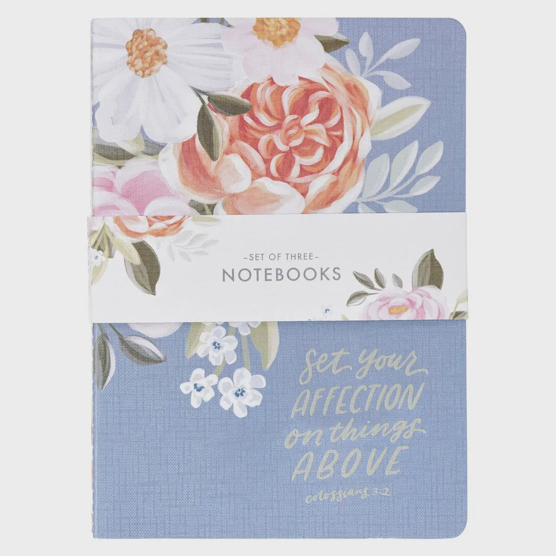 Christian Art Gifts Notebook Set 3pc Lg Floral Set Your Affection Col. 3:2
