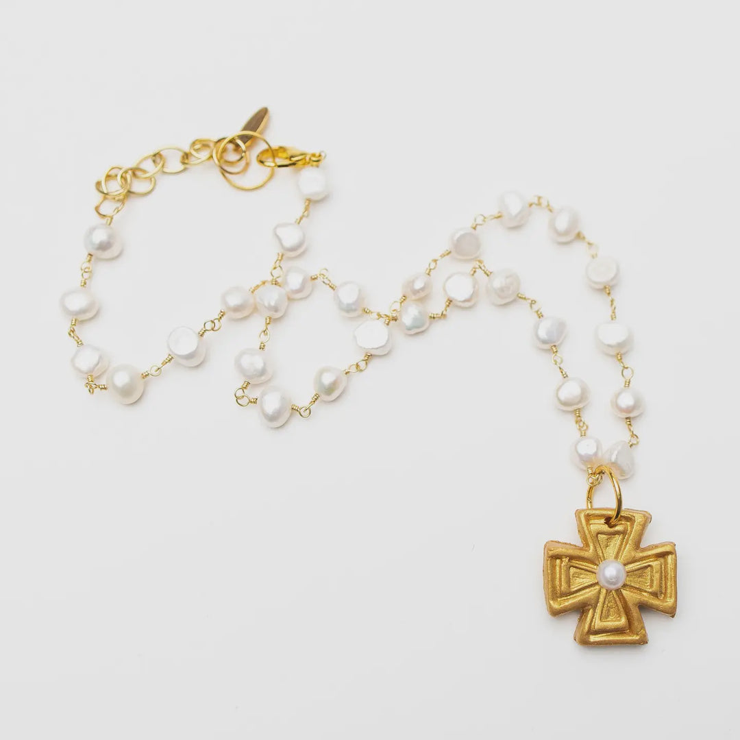 Hidden Truth Jewelry Fresh Water Pearl Chain with Anna Pearl Cross