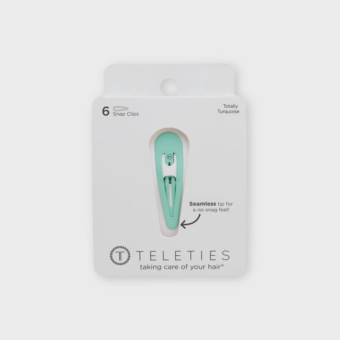 Teleties Totally Turquoise Snap Clips - Pack of 6