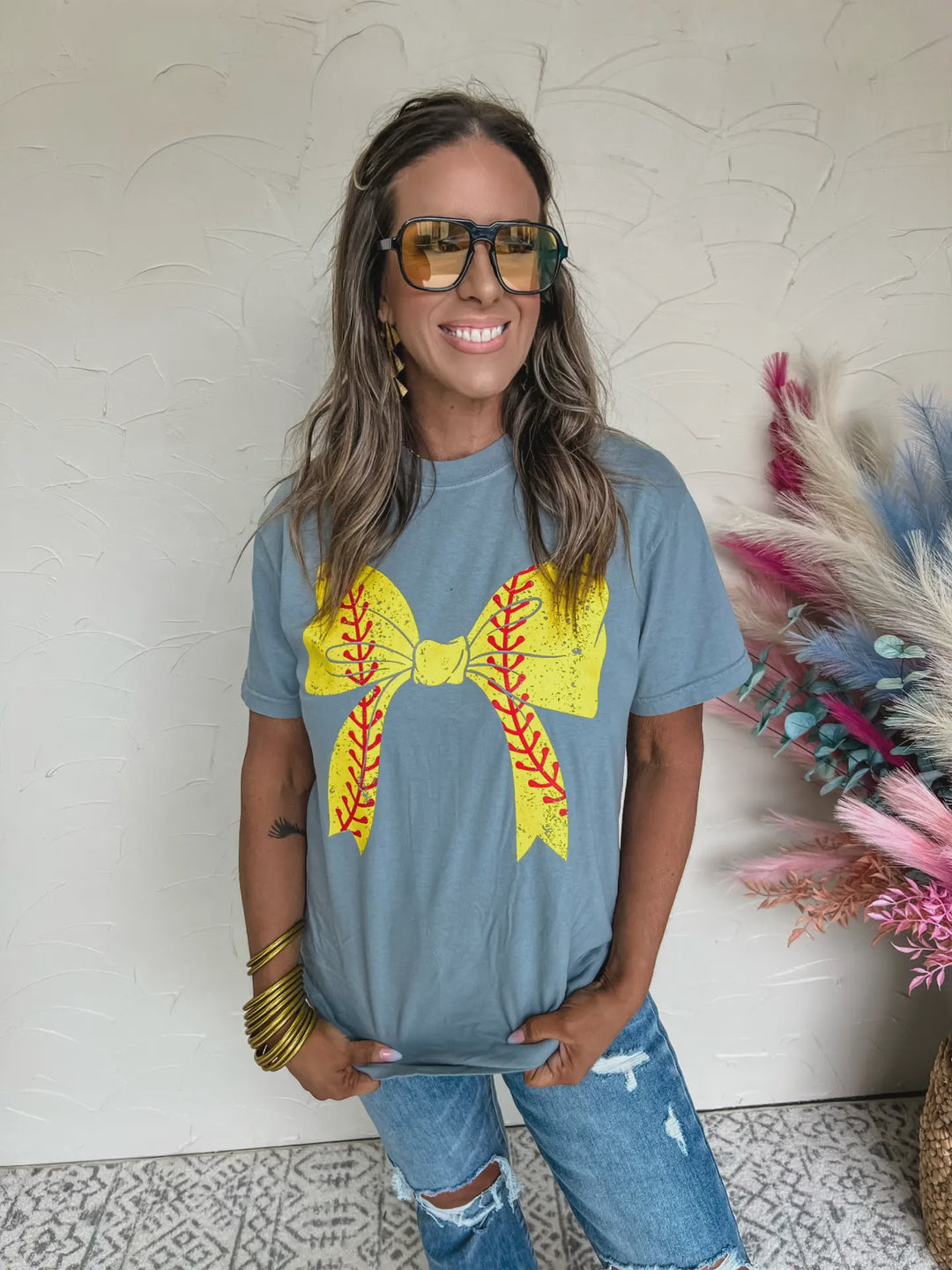 Softball Bow Graphic Tee