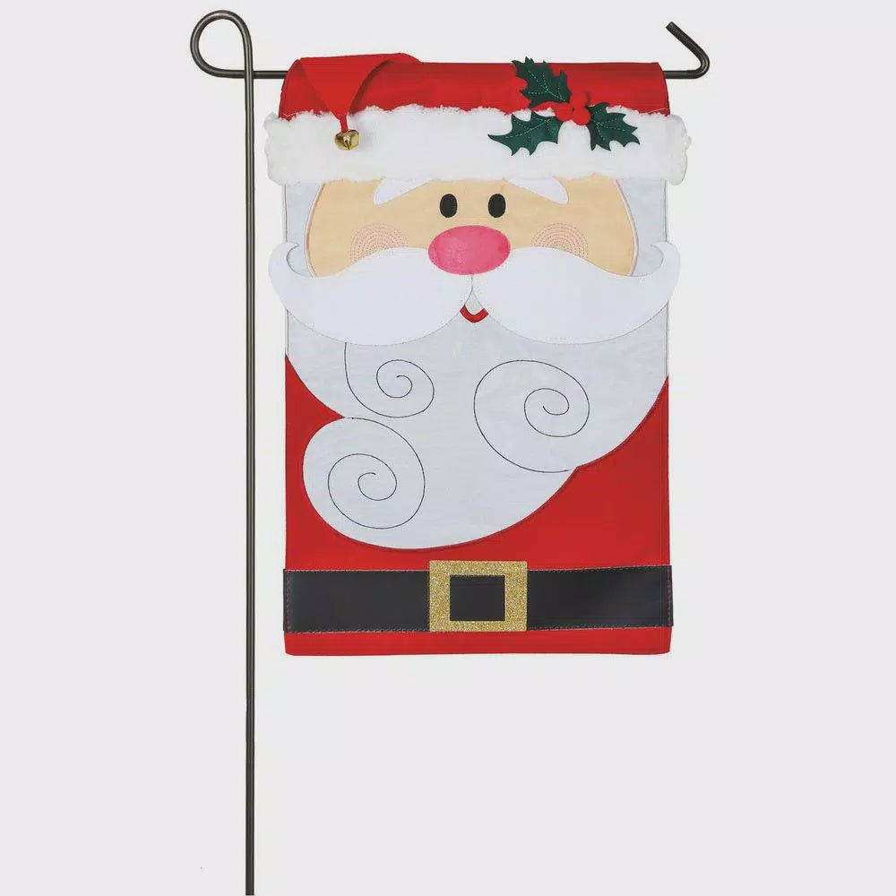Evergreen 18 in. x 12.5 in. Santa Claus Garden Applique Flag