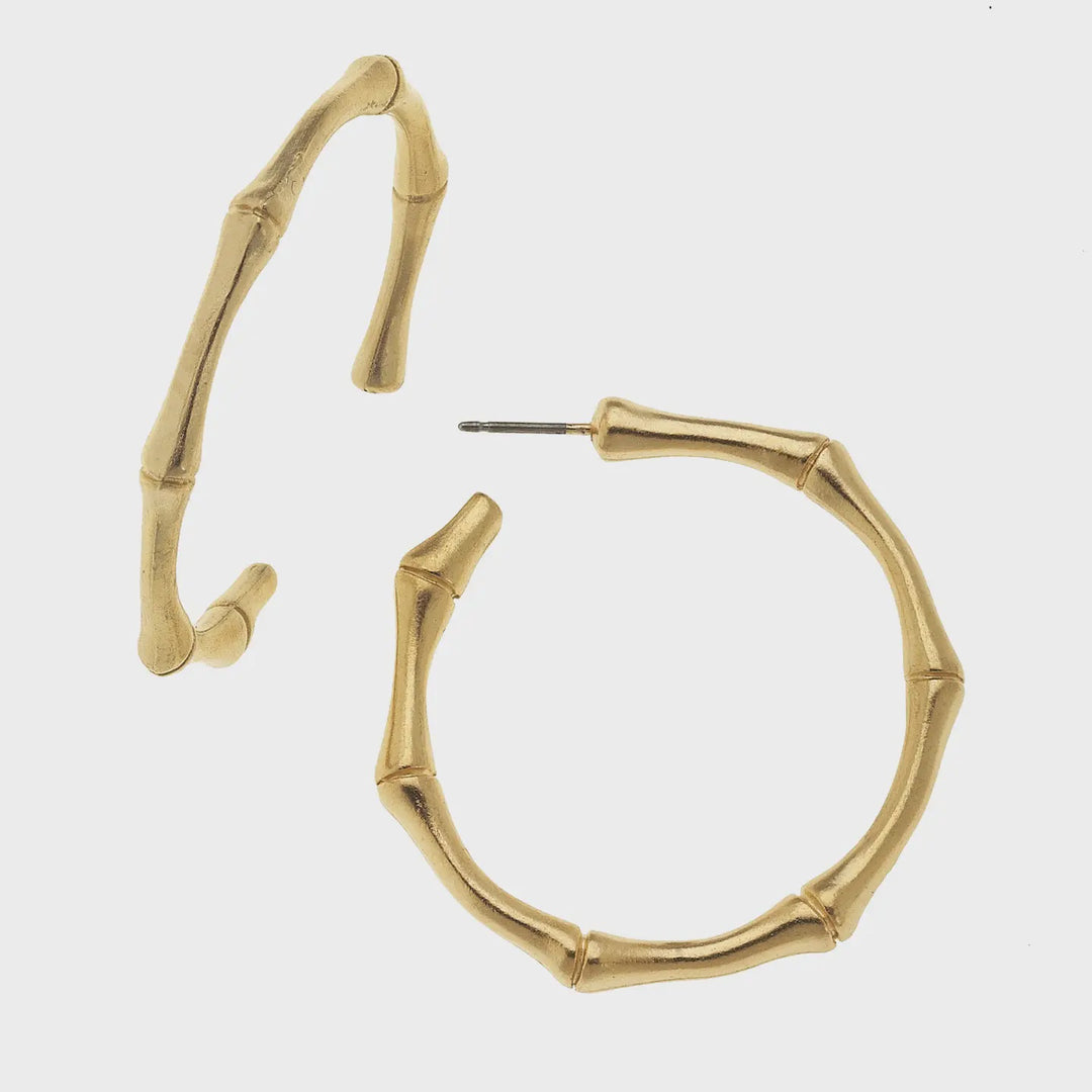 Susan Shaw Gold Bamboo Hoop Earrings