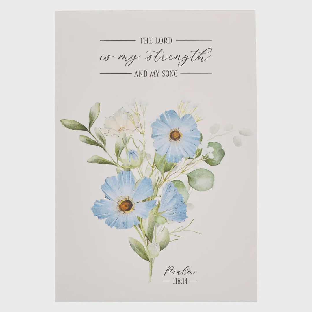 Christian Art Gifts Notepad Floral My Strength & My Song Ps. 118:14
