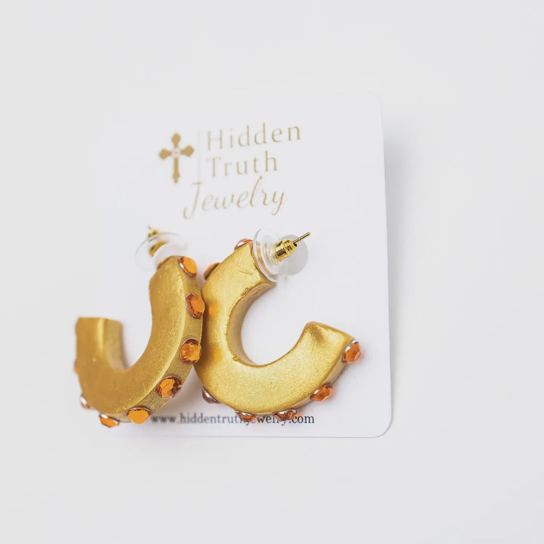 Hidden Truth Jewelry Small Orange Hoops