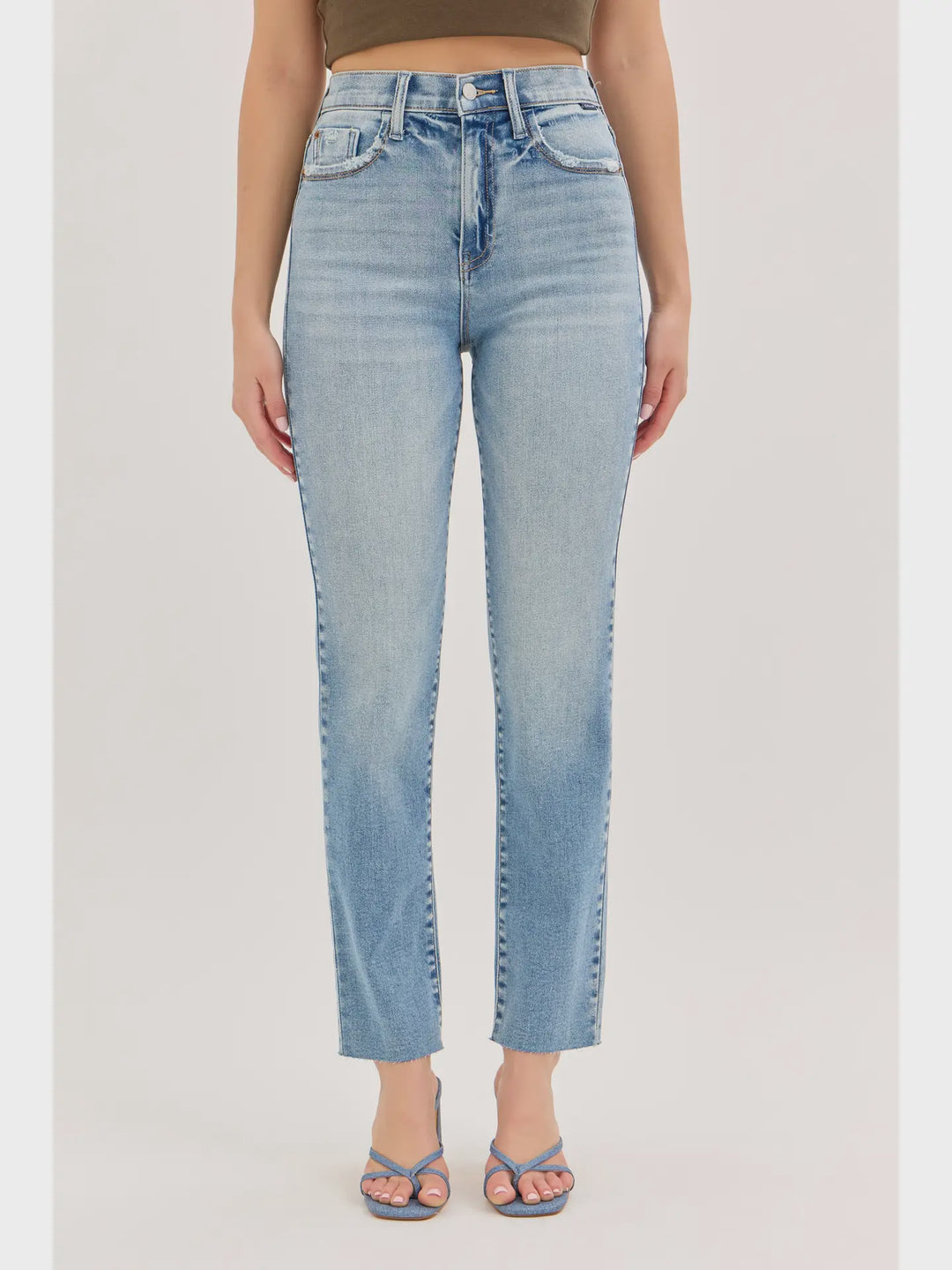 Cello High Rise Crop Straight Jean- Medium