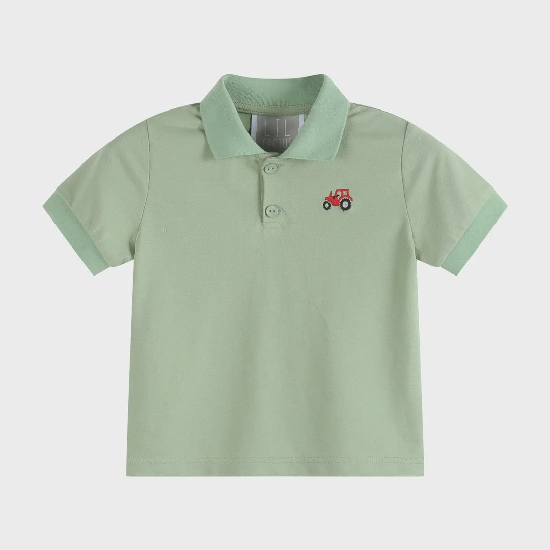 Lil Cactus Green Tractor Polo Golf Shirt