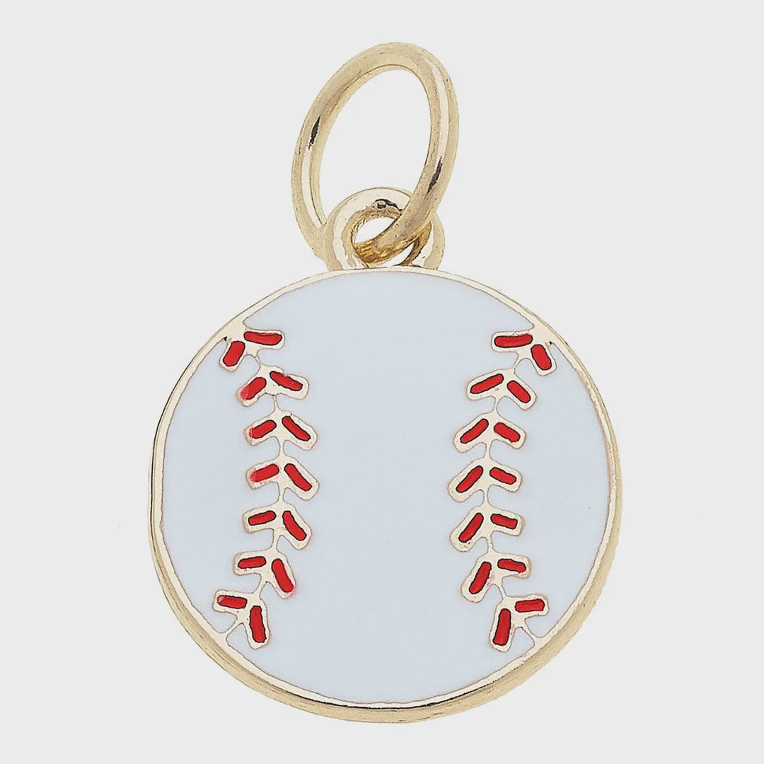 Canvas Baseball Enamel Charm