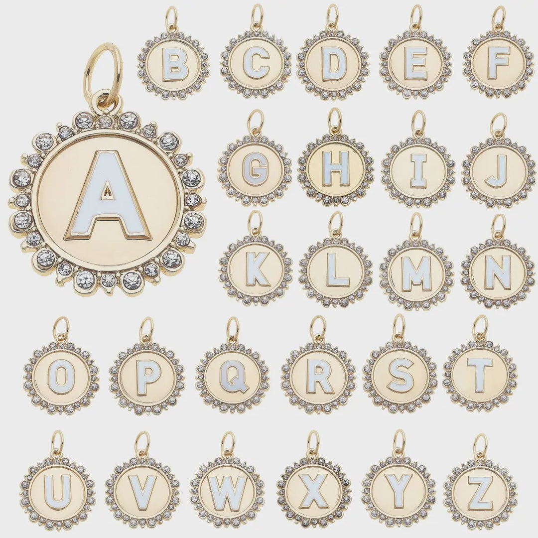 Canvas Rhinestone Disc Letter Charms Assortment