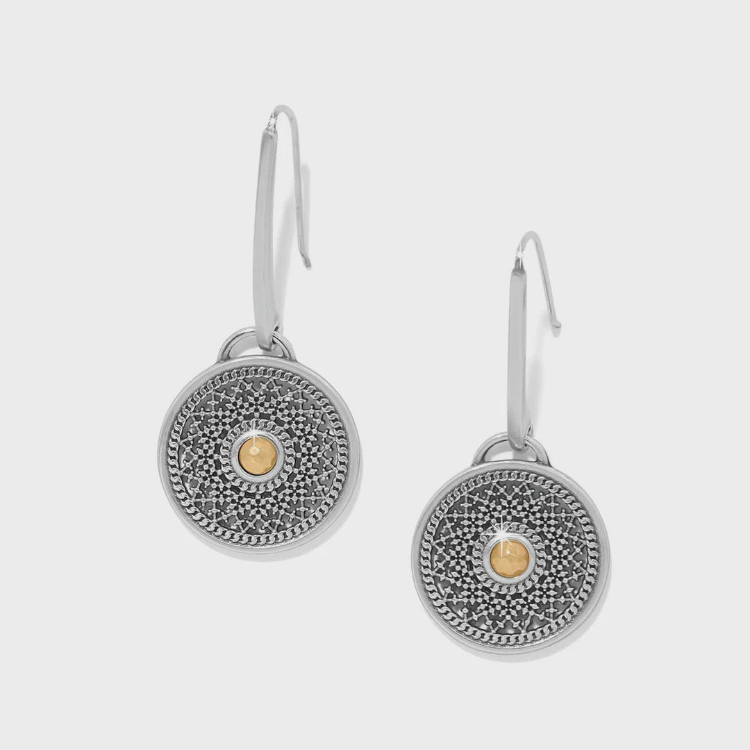 Brighton Ferrara Segreta Medallion French Wire Earrings- Silver- Gold