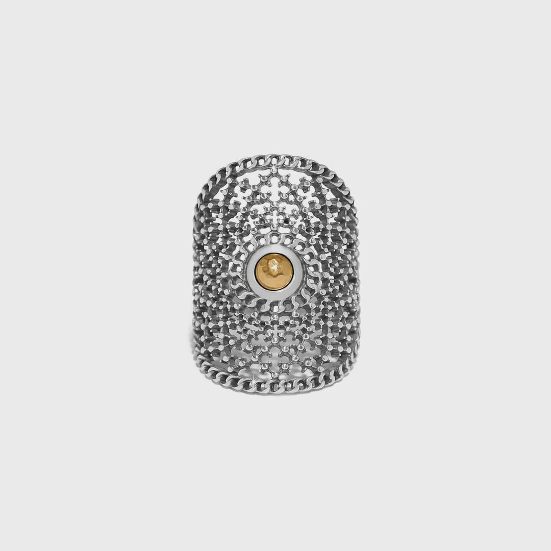 Brighton Ferrara Segreta Two Tone Round Ring- Silver- Gold