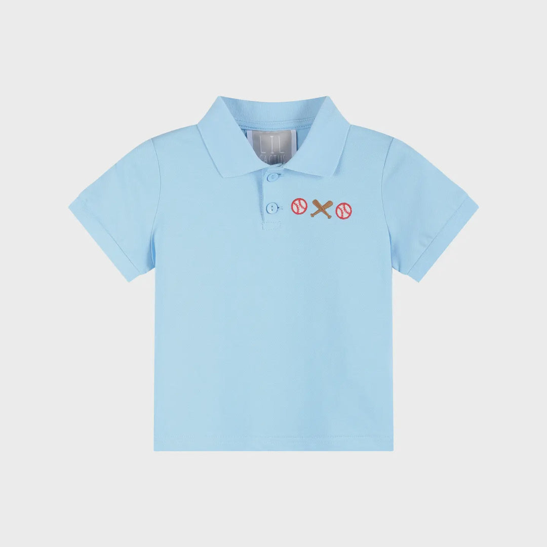 Lil Cactus Blue Baseball Polo Shirt