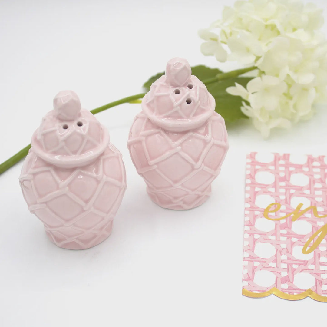 Oak Lane Pink Textured Jar Salt & Pepper Shaker Boxed Set