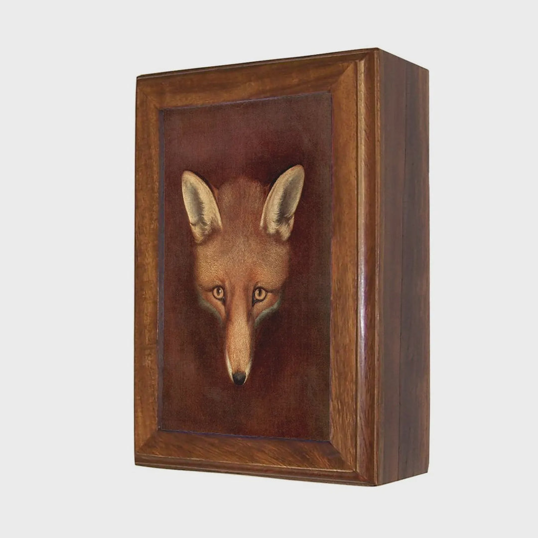 Madison Bay Co. Fox Head By Reinagle Decorative Solid Wood Trinket Boxes Wood and Glass