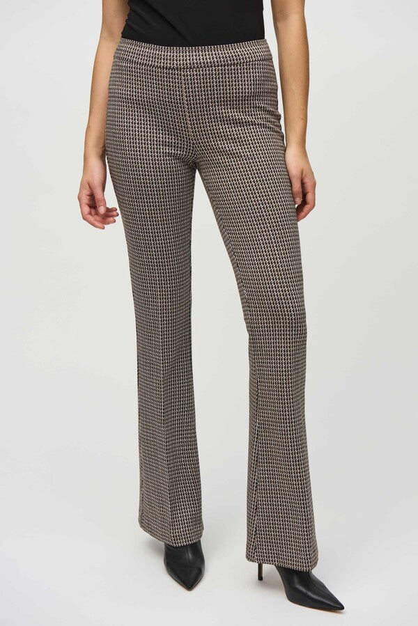 Joseph Ribkoff Black/Multi Houndstooth Jacquard Flared Leg Pants