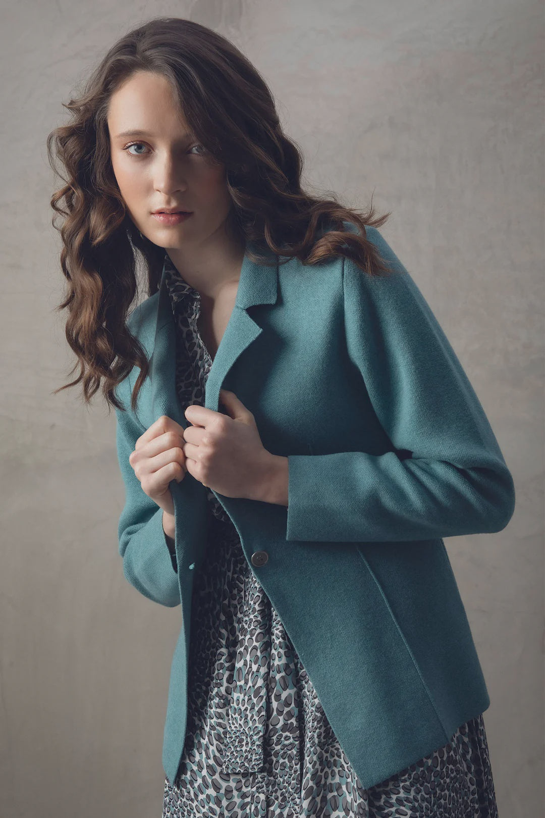 Marble Fashions Sea Foam Knit Fitted Blazer