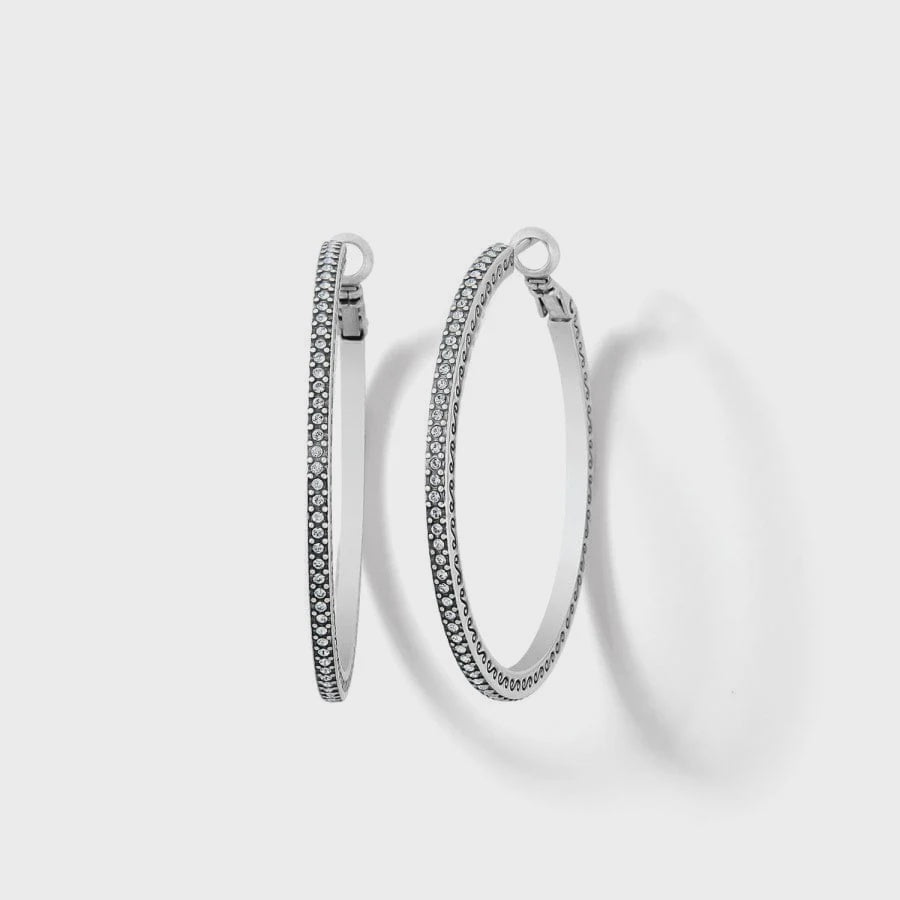 Brighton Meridian Thin Large Hoop Earrings- Silver