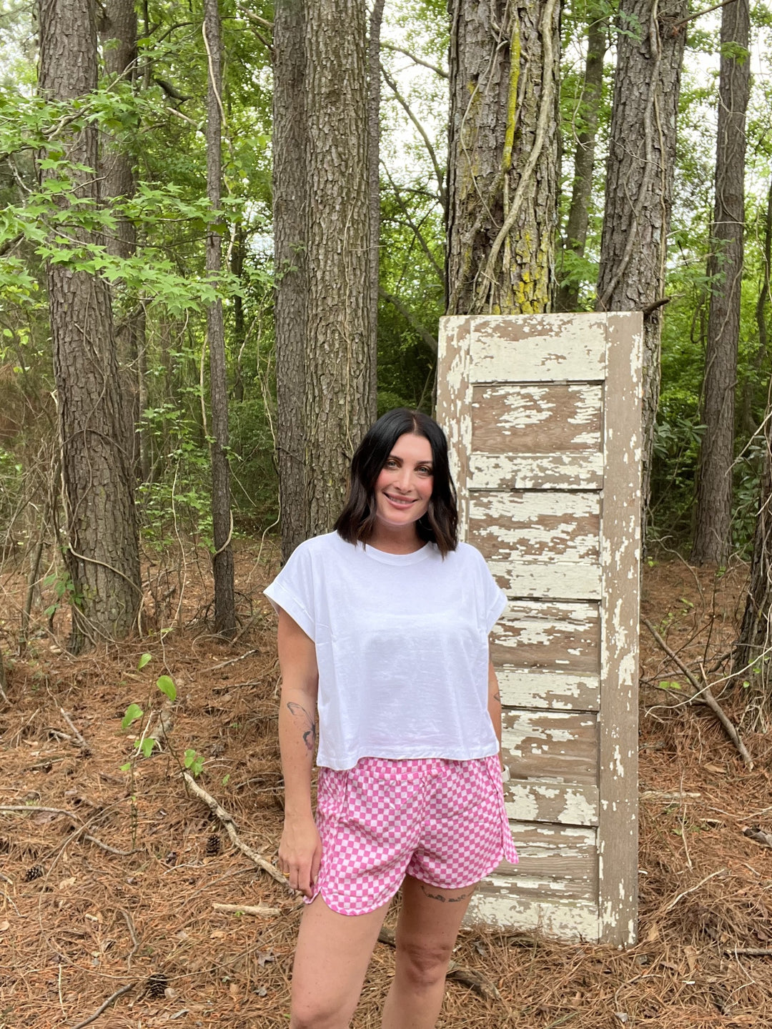 ONLINE EXCLUSIVE Pink Checkerboard Athletic Shorts