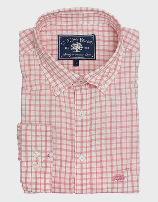 Live Oak Pink Melange Button Down Sport Shirt