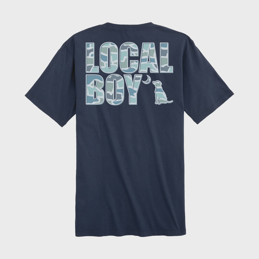 Local Boy Outfitters China Blue Raised Camo Text T-Shirt