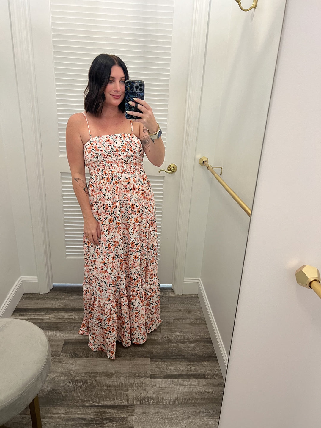 ONLINE EXCLUSIVE Smocked White Floral Maxi Dress