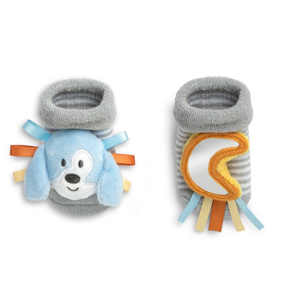 Demdaco Rattle and Mirror Sock Set- Puppy