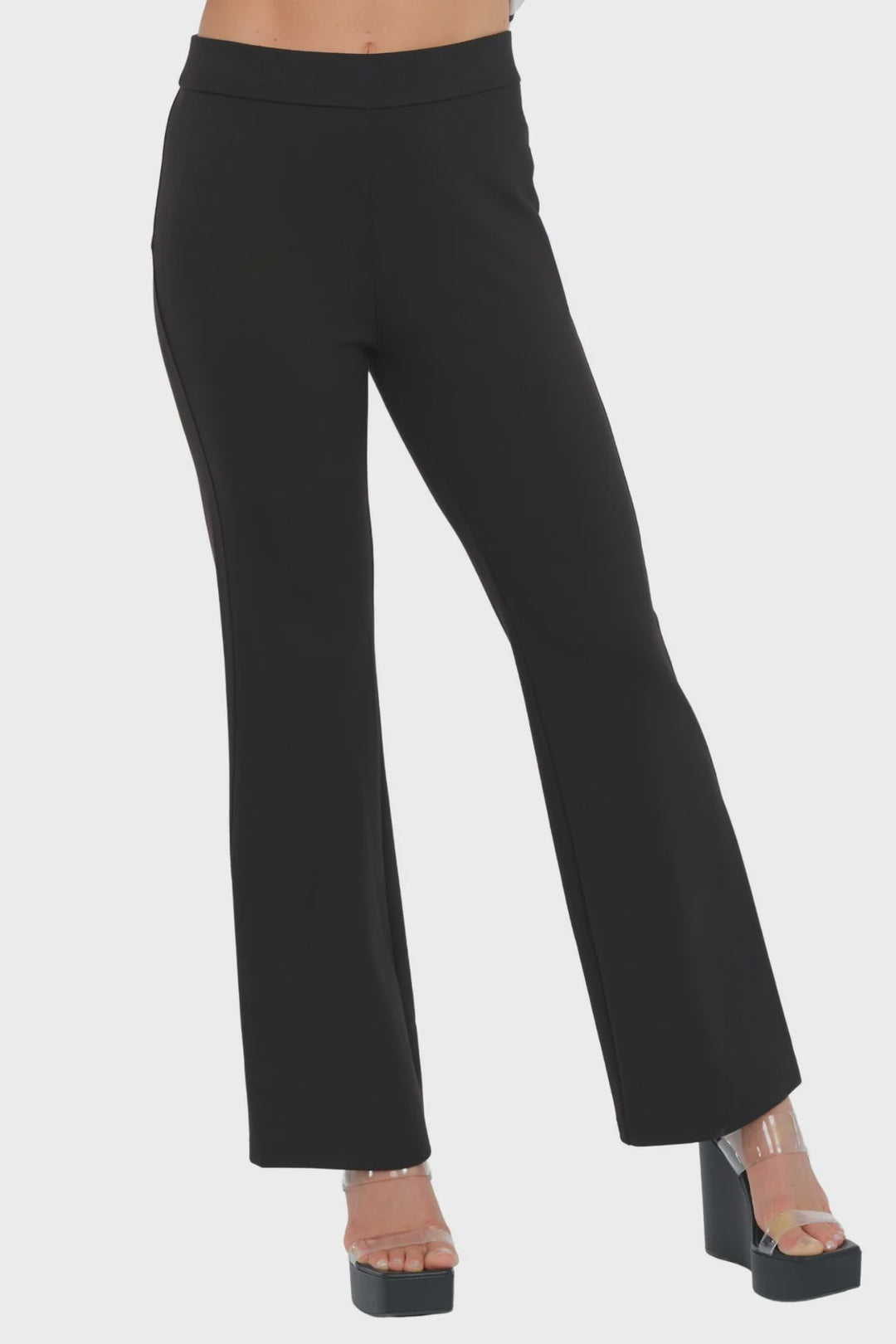 Lior Black Wide Leg Pull On Soft Ponte Pant- "Steffi"