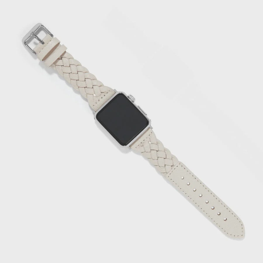 Brighton Sutton Braided Leather Watch Band- Shoe White