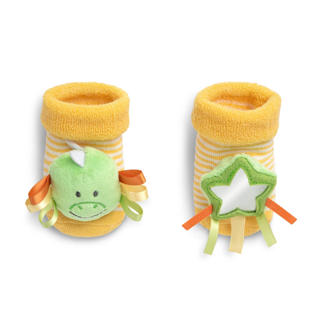 Demdaco Rattle and Mirror Sock Set-Dinosaur