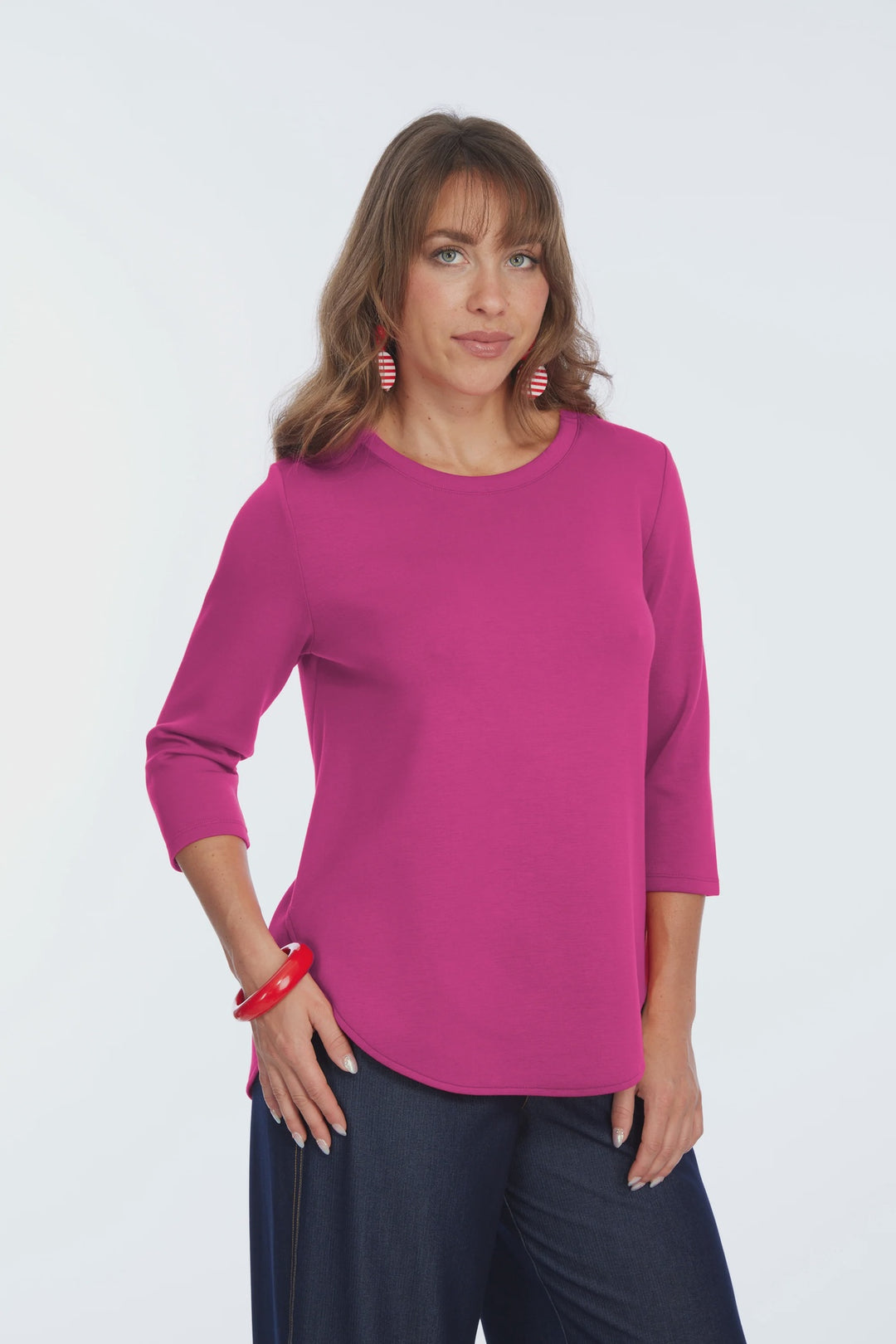 Lior Zofi Top Women's 3/4 Ponte Knit Top Magenta