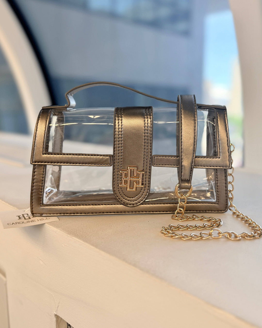Caroline Hill Grace Clear Bag- Black Pearl