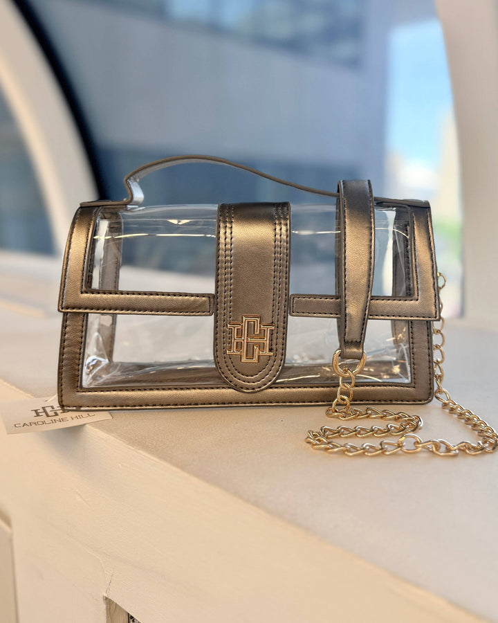 Caroline Hill Grace Clear Bag- Black Pearl
