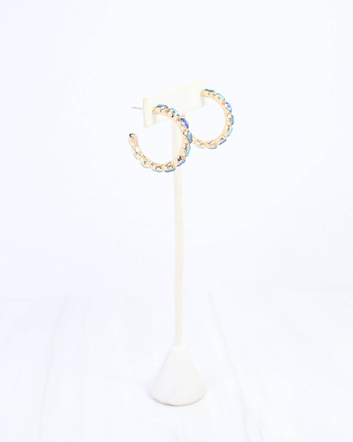 Karter Jeweled Hoop Earring- Blue Multi
