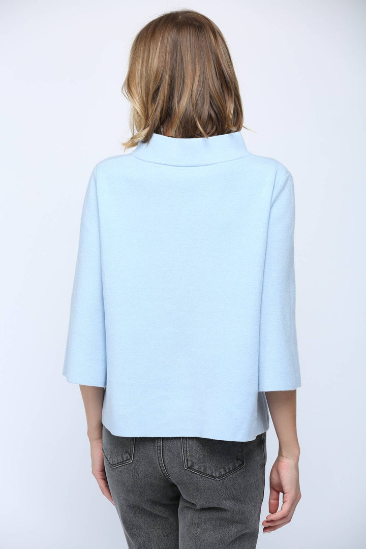 MOCK NECK PULL OVER SWEATER/BELL SLEEVE VA-35