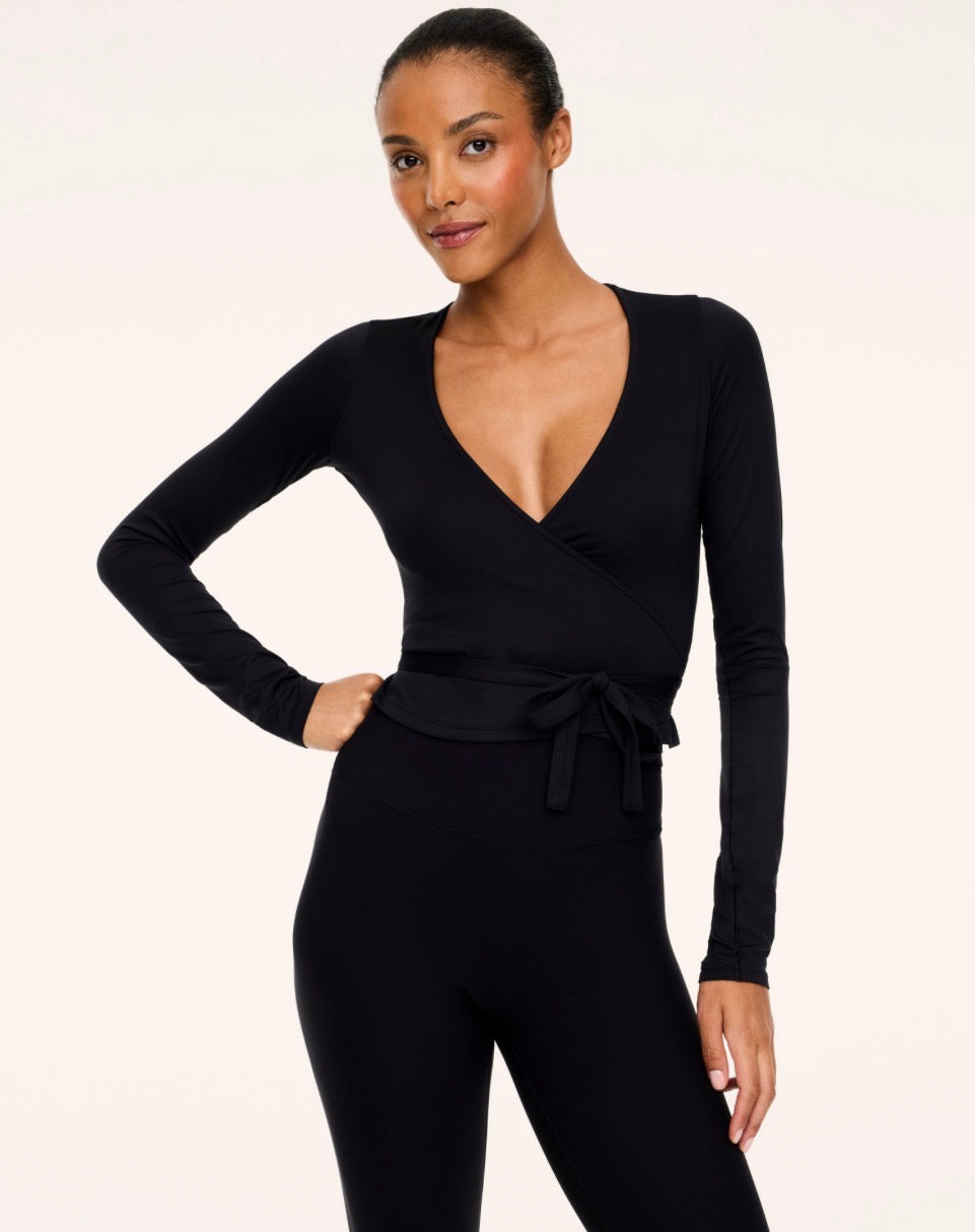 Spanx Very Black Onform Ballet Wrap Top