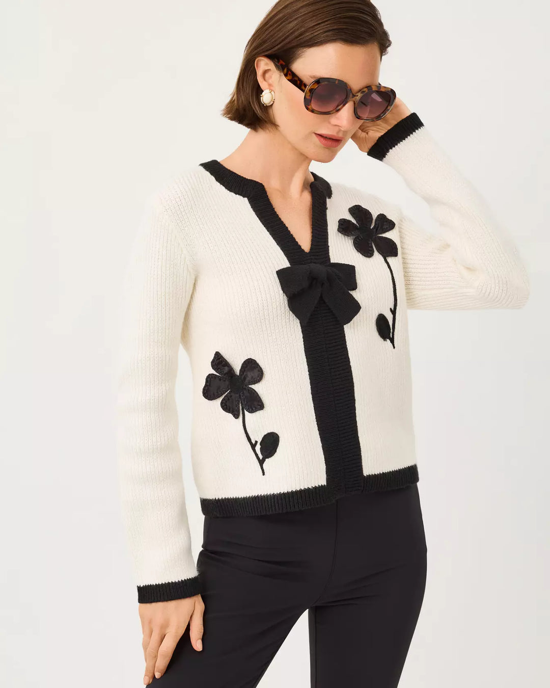 Lilly Pulitzer Coconut Fancy Fleur Applique Esmeralda Sweater