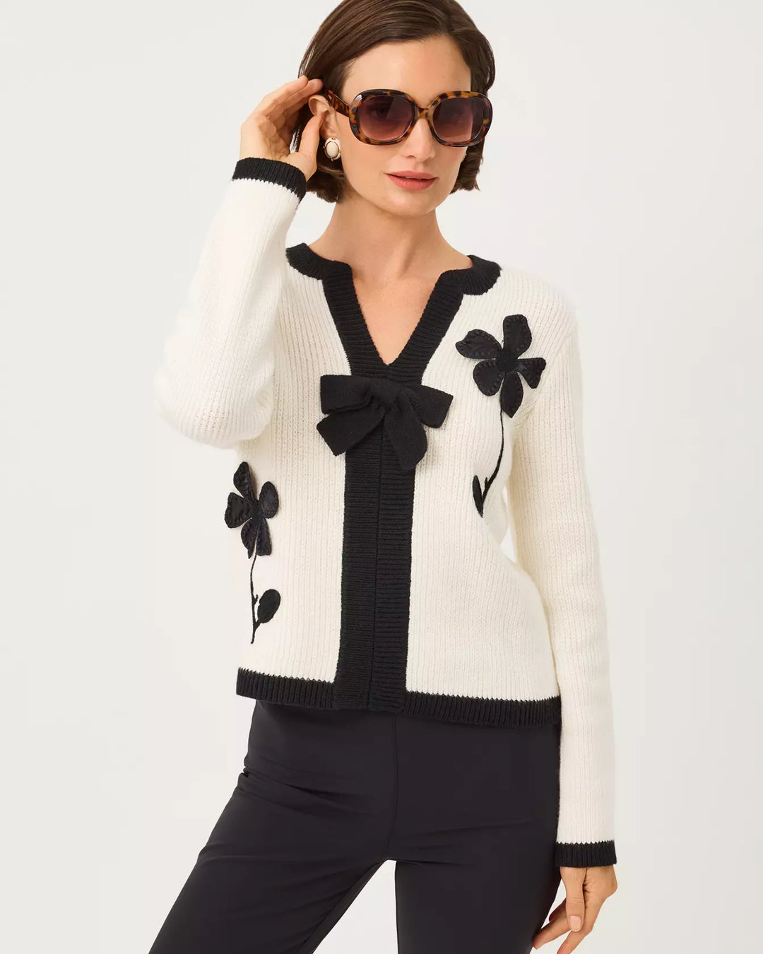 Lilly Pulitzer Coconut Fancy Fleur Applique Esmeralda Sweater